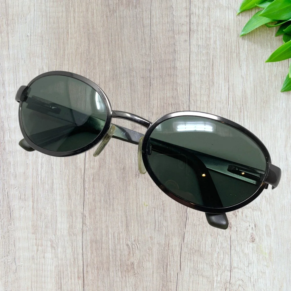 Brooks Brothers BB 199-S Sunglasses Matte Silver Black Oval Italy 1081/48 135